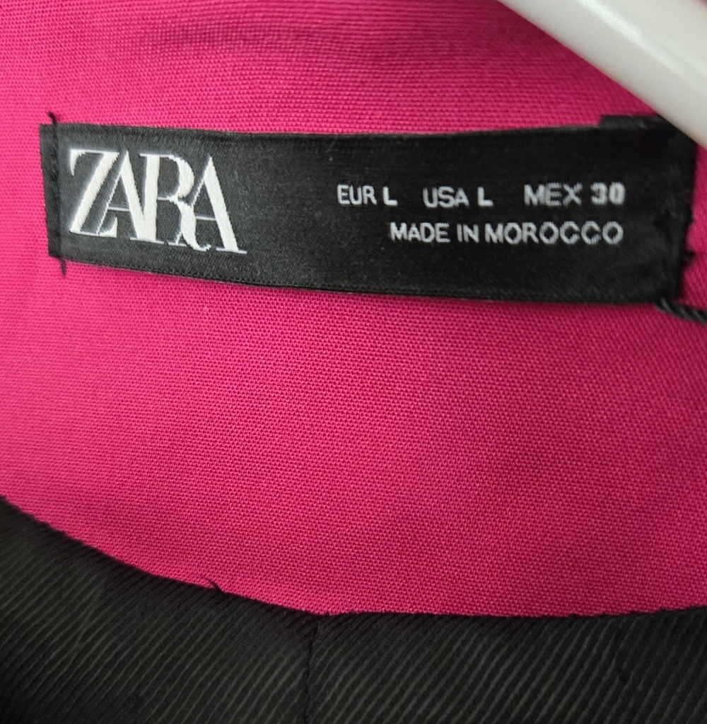 Zara Fuchsia Hot Pink Puff Sleeve Blazer Jacket - Picture 2 of 5